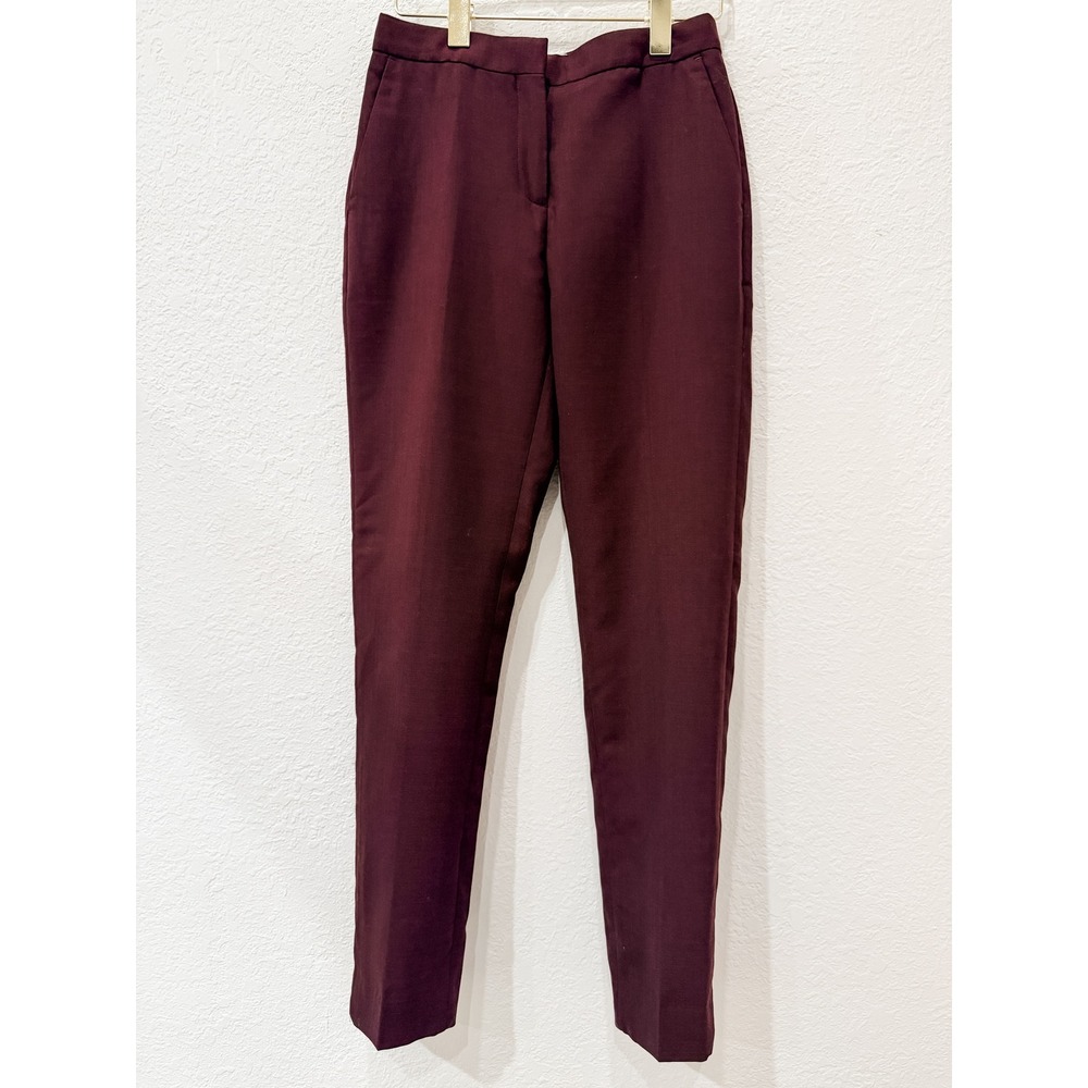 REISS Atlee Wool Trousers Burgundy Tailored Pants 4 Corporate Office Work Wear
